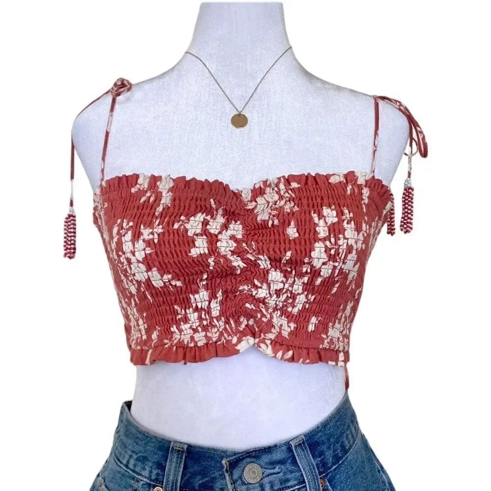House of Harlow 1960 Shirred ruched crop top beads NWT S